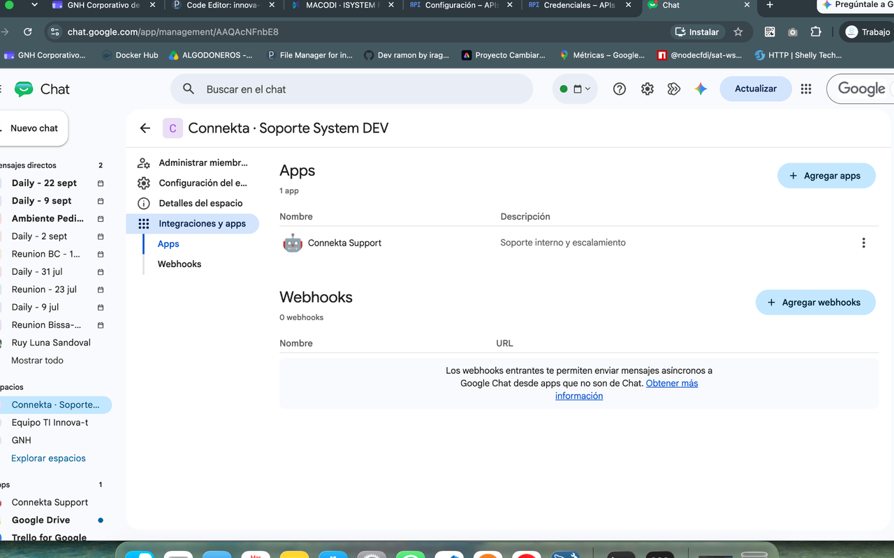 Connekta Support en Google Chat